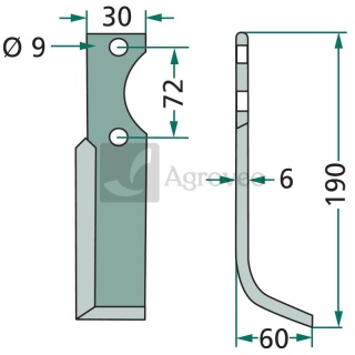 Nóż wygięty 180HAK-51R E 0142-10