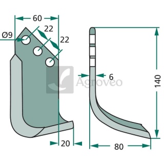 Nóż wygięty 180HOL-03R 13832440110