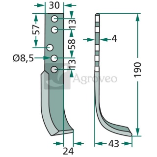 Nóż wygięty 180HOL-04R 5032420510