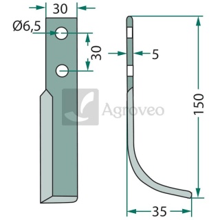 Nóż wygięty 180HOL-05R 2832440010