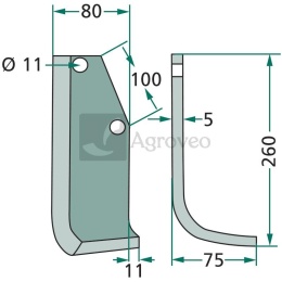 Nóż wygięty 180HOL-57R 1832440510