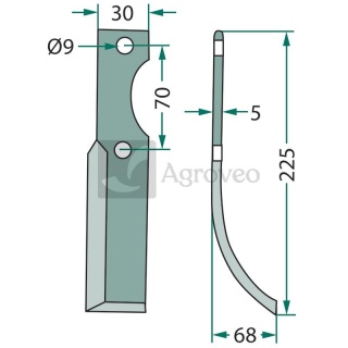 Nóż wygięty 180HON-02L F600/800