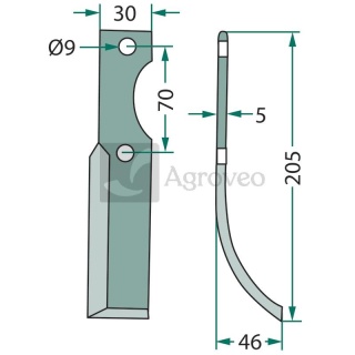 Nóż wygięty 180HON-03L F300