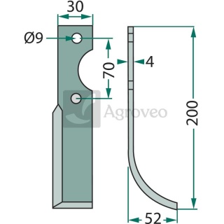 Nóż wygięty 180HON-09L F28/AD-CD F28/S