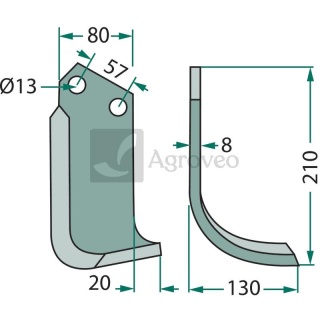 Nóż wygięty 180HOW-05L