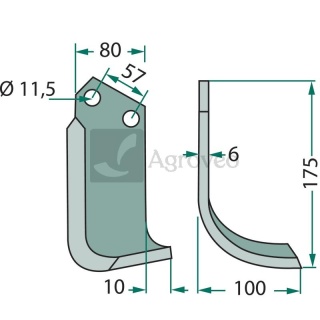 Nóż wygięty 180HOW-22R