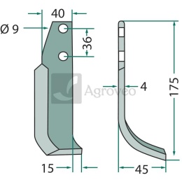Nóż wygięty 180IND-125R KB-001-005