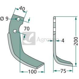 Nóż wygięty 180ISE-01R 1349-716-0020-1