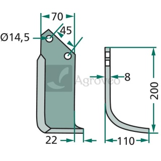 Nóż wygięty 180MAL-06R 0100077