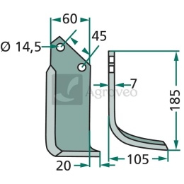 Nóż wygięty 180MAL-08L 1300078