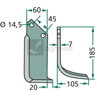 Nóż wygięty 180MAL-08L 1300078