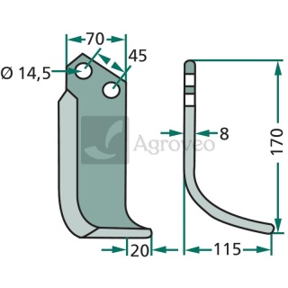 Nóż wygięty 180MAL-12L