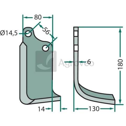 Nóż wygięty 180MAS-10L 02108433 Nóż wygięty 180MAS-10L 02108433