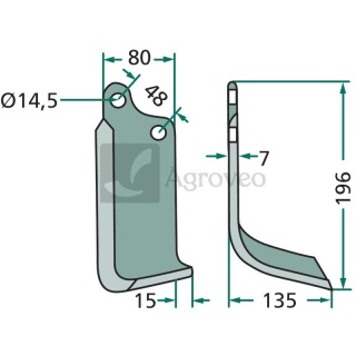 Nóż wygięty 180MAS-37L 29100406