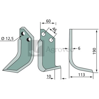 Nóż wygięty 180MUR-07R 12000101