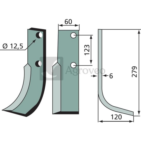 Nóż wygięty 180MUR-08L 12003100 Nóż wygięty 180MUR-08L 12003100
