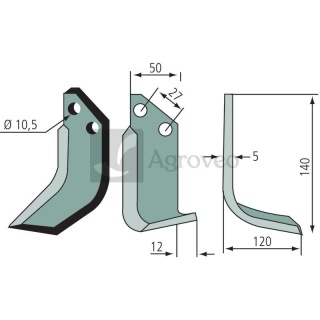 Nóż wygięty 180MUR-09R 12014200