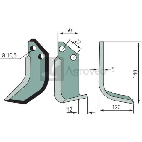 Nóż wygięty 180MUR-09R 12014200 Nóż wygięty 180MUR-09R 12014200