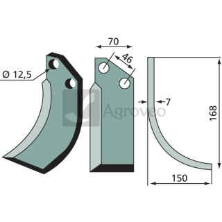 Nóż wygięty 180MUR-19R 12000500