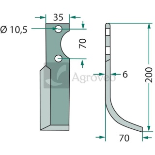 Nóż wygięty 180SEP-02L 60-70-100