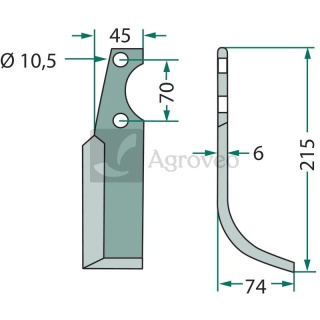 Nóż wygięty 180SEP-03R 125-130