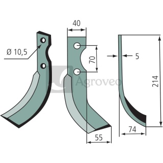 Nóż wygięty 180SEP-20L BL90