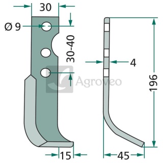 Nóż wygięty 180SOL-02R 50 43 162