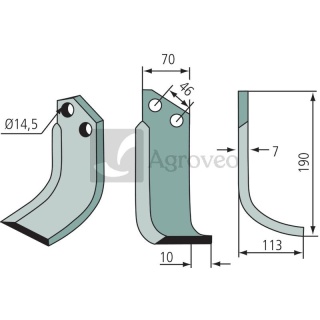 Nóż wygięty 180SOV-03L 12001400
