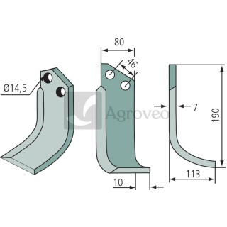 Nóż wygięty 180SOV-04L 12000600