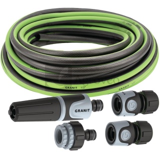 Wąż z końcówkami 20m 1/2" z dyszą, szybkozłączem GRANIT 7540000071